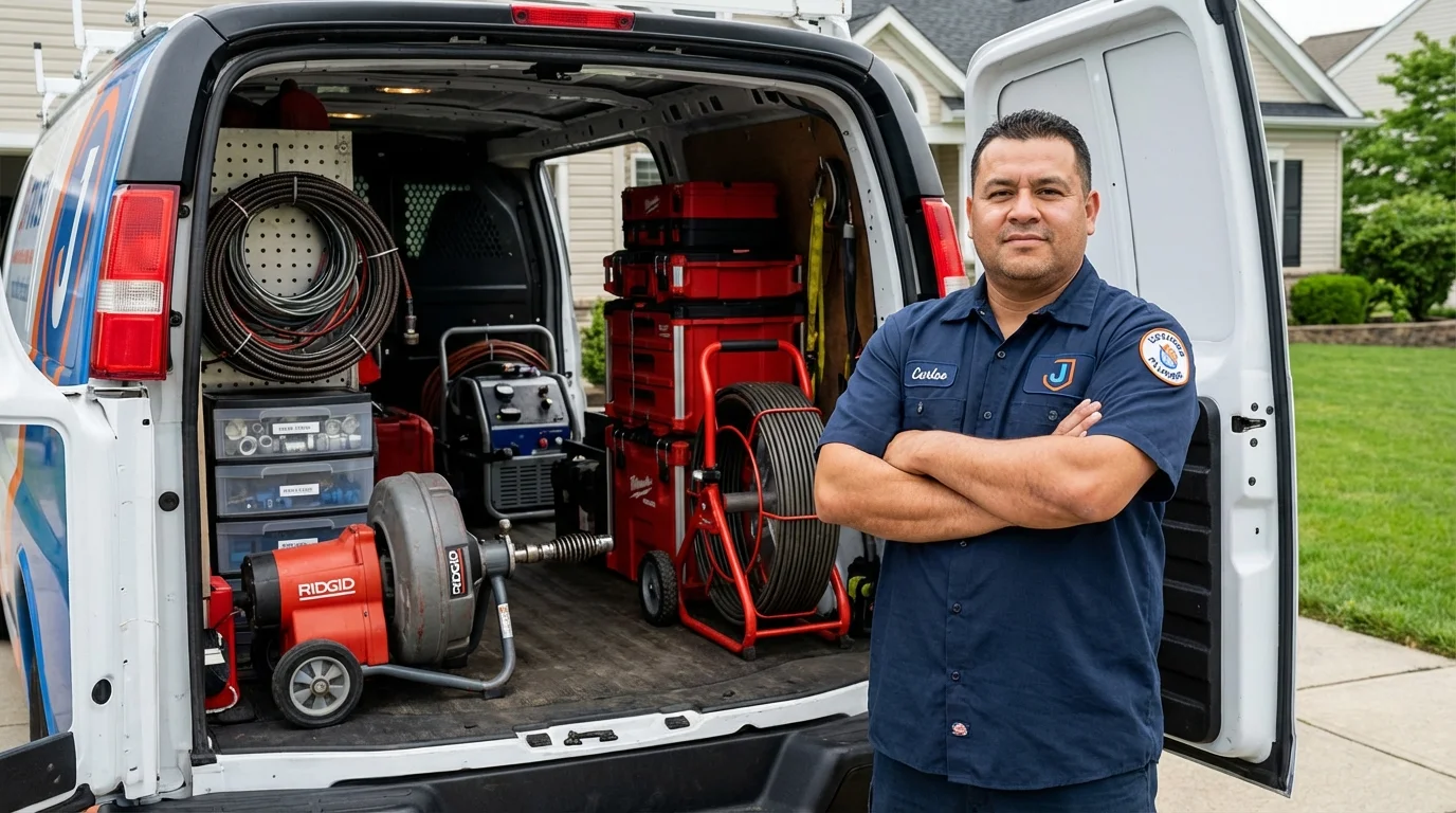 Professional drain cleaning equipment and Johns Plumbing LLC plumber in Plainville