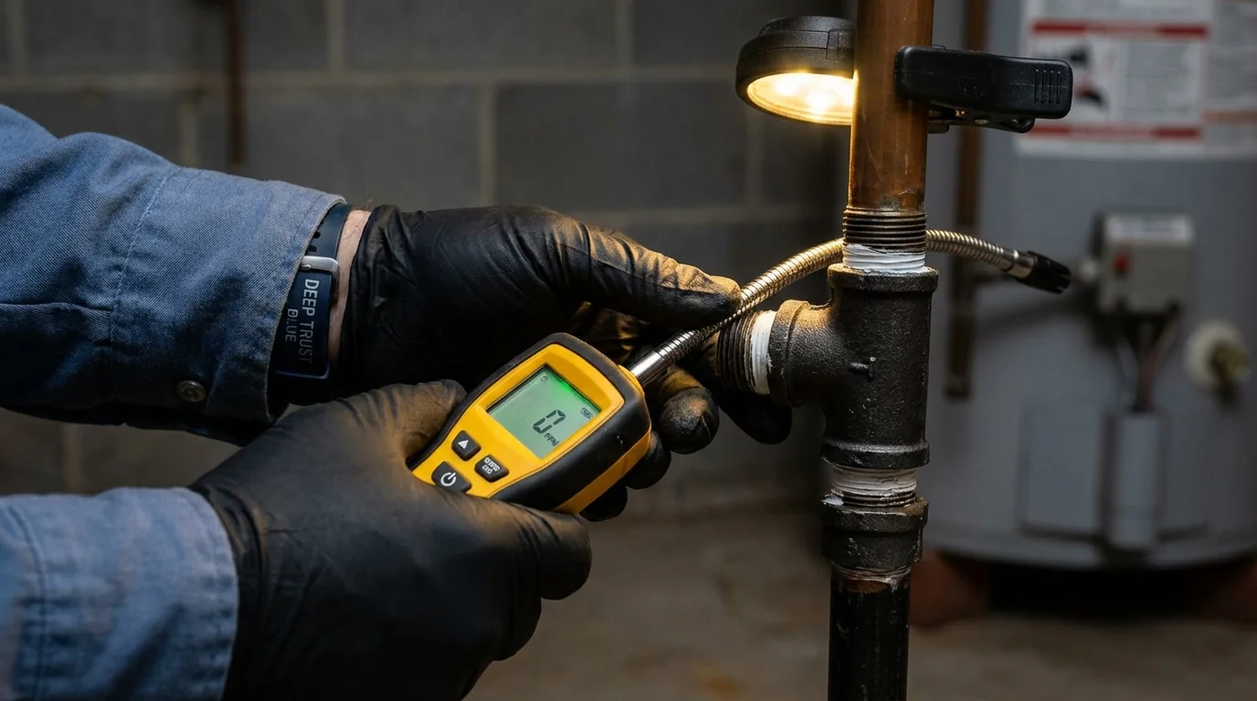 Gas leak detection with electronic sniffer by Johns Plumbing LLC in Plainville